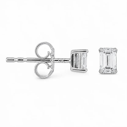 14KT GOLD EMERALD CUT DIAMOND EARRING STUDS (0.24 CT)