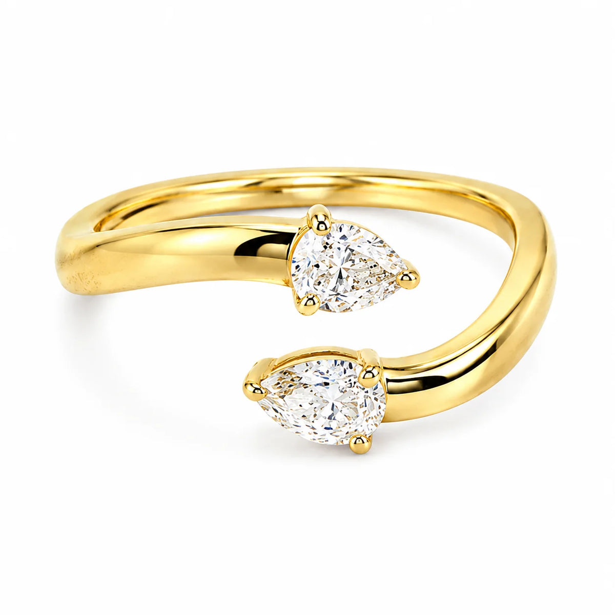 14KT YELLOW GOLD DIAMOND OPEN BYPASS RING