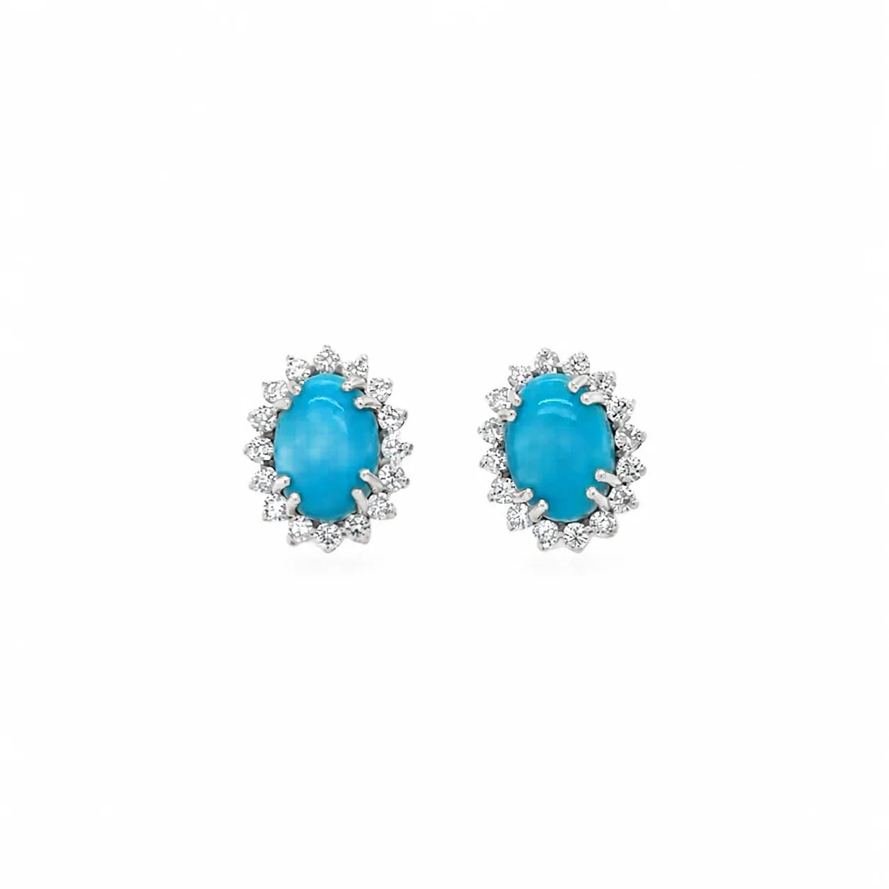 14KT GOLD TURQUOISE AND DIAMONDS EARRINGS