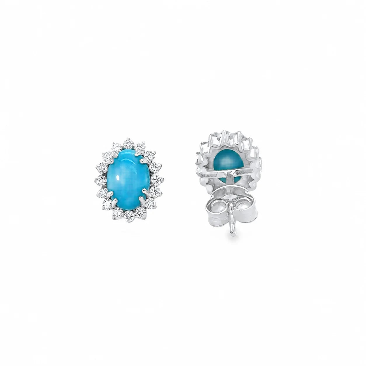 14KT GOLD TURQUOISE AND DIAMONDS EARRINGS