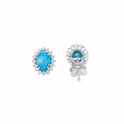14KT GOLD TURQUOISE AND DIAMONDS EARRINGS