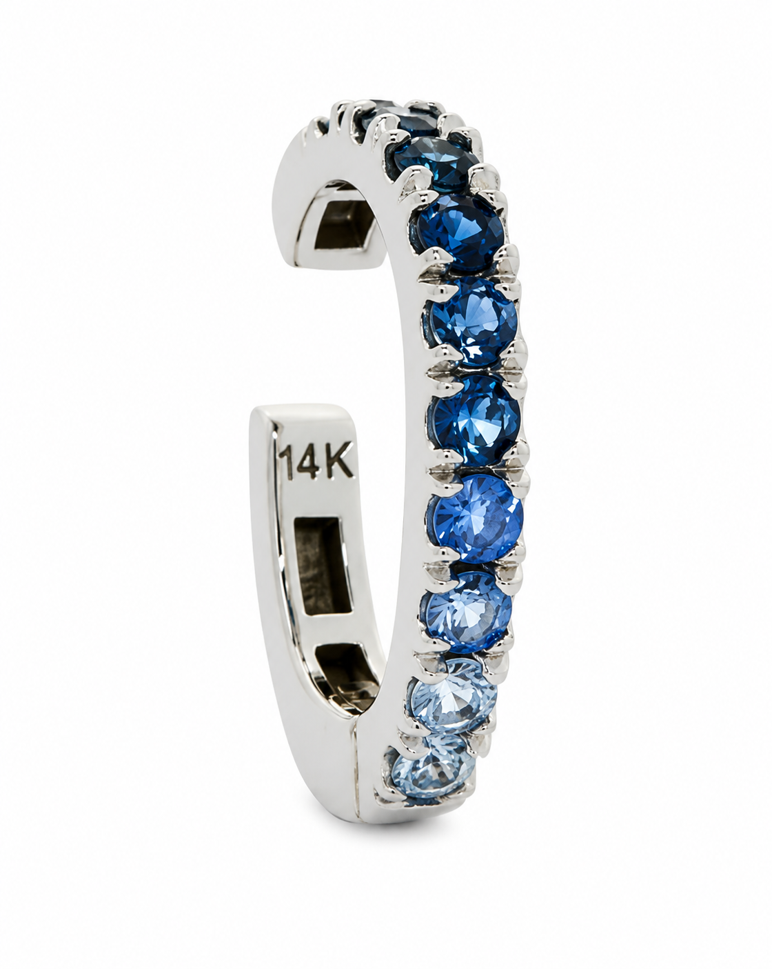 14K BLUE SAPPHIRE OMBRE EAR CUFF, 0.40-.45 CTW, ANY GOLD COLOR
