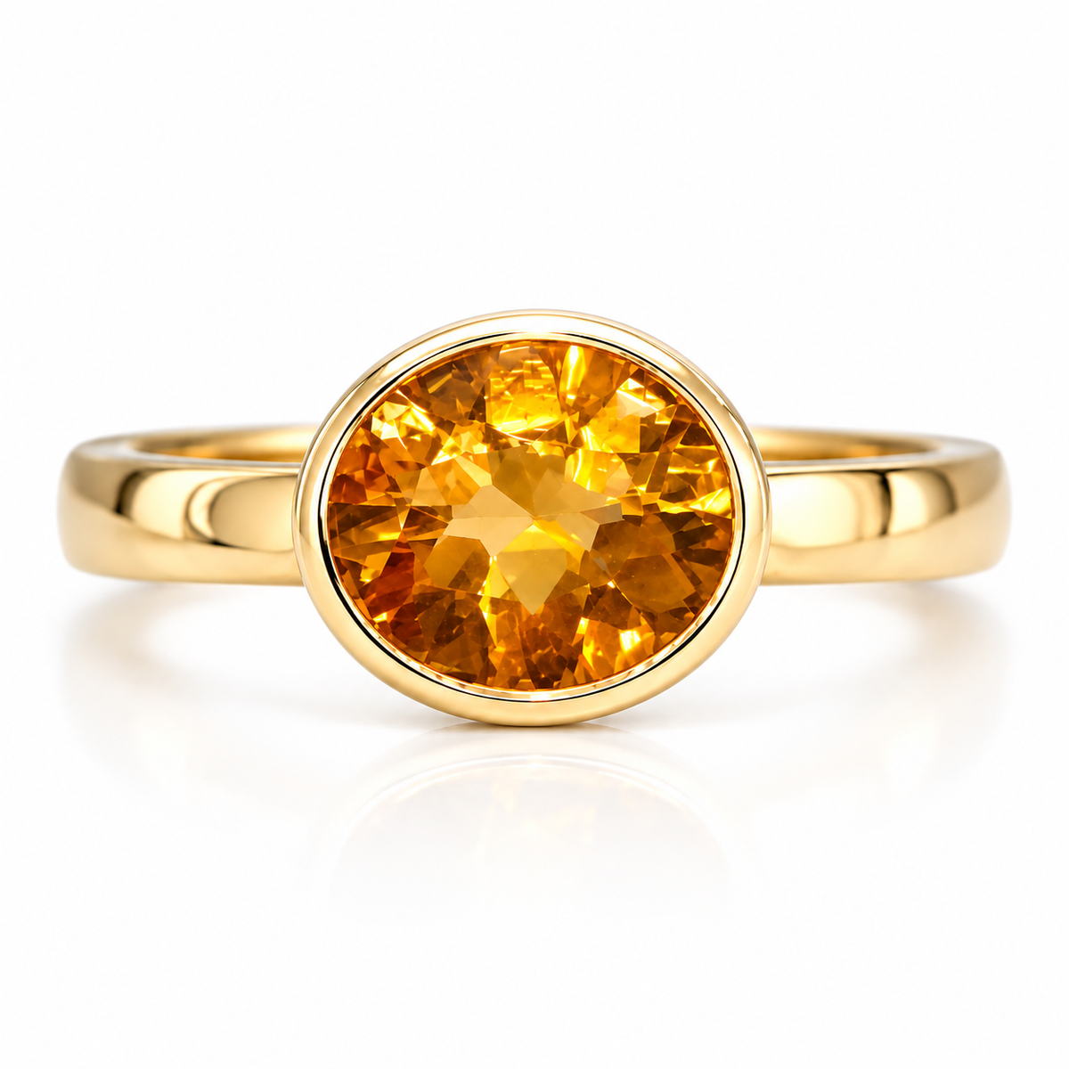 14K Yellow Gold Bezel-Set Citrine Ring