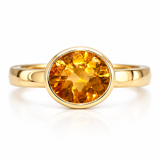 14K Yellow Gold Bezel-Set Citrine Ring