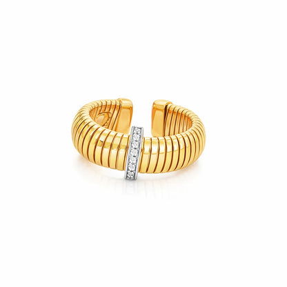 14KT YELLOW GOLD AND NATURAL DIAMONDS TUBOGAS RING