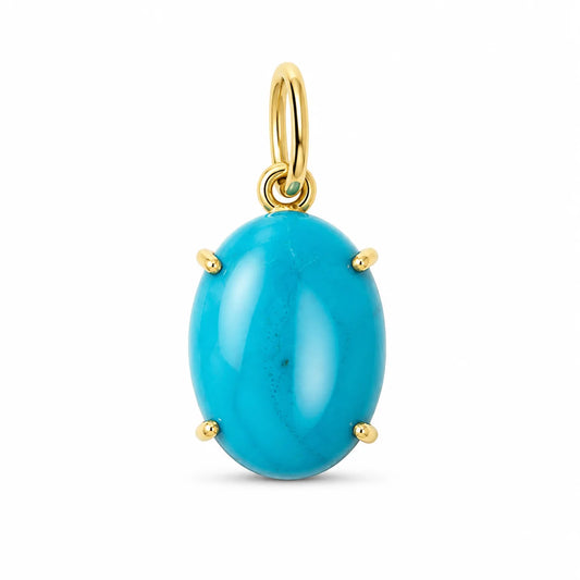 14KT YELLOW GOLD TURQUOISE PENDANT
