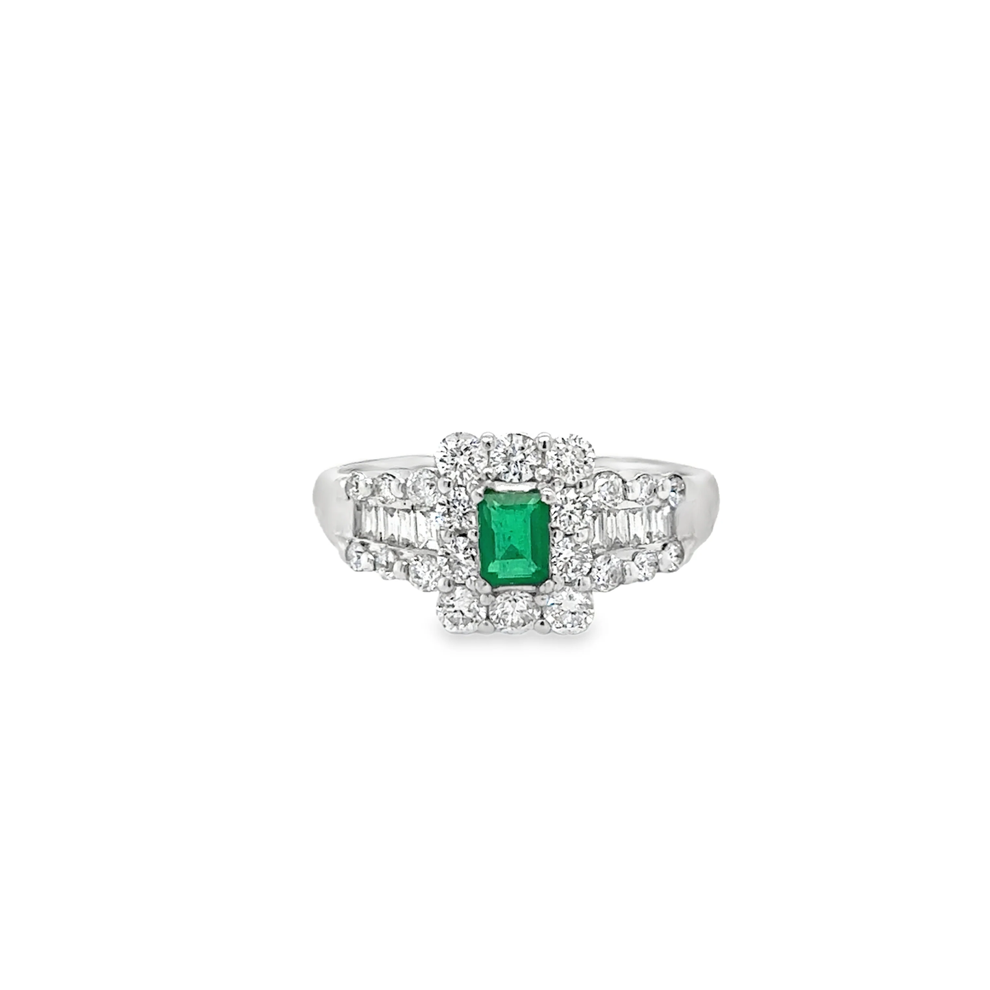 PLATINUM EMERALD AND DIAMONDS RING