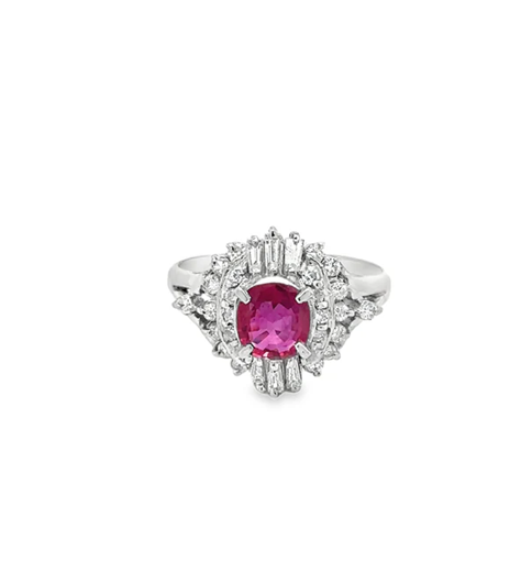 PLATINUM RUBY AND DIAMONDS RING