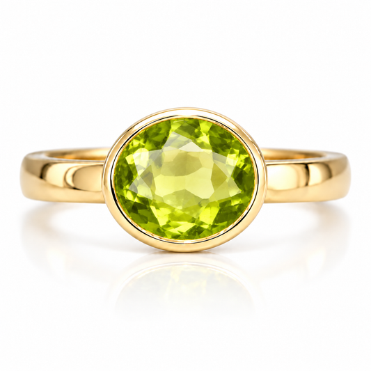 14K Yellow Gold Bezel-Set Peridot Ring