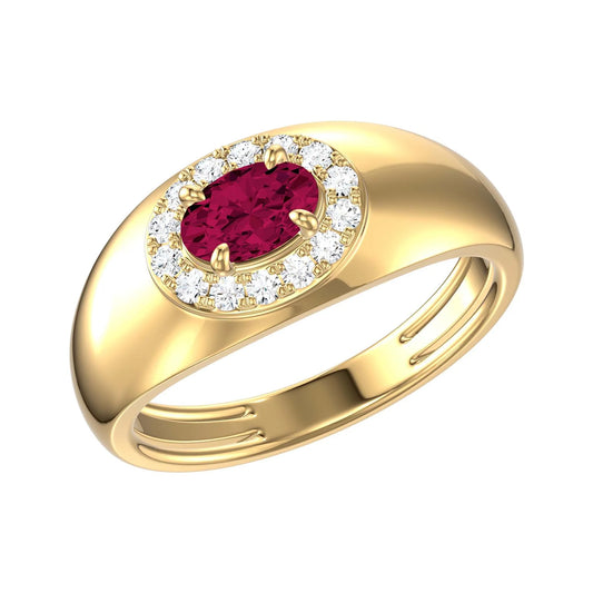 14KT YELLOW GOLD RUBY AND DIAMOND RING