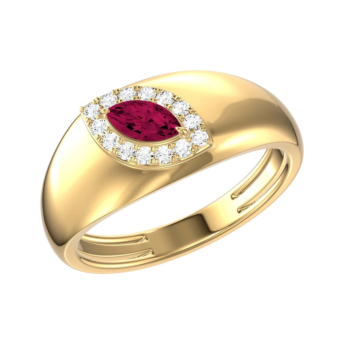 14KT YELLOW GOLD RUBY AND DIAMOND RING