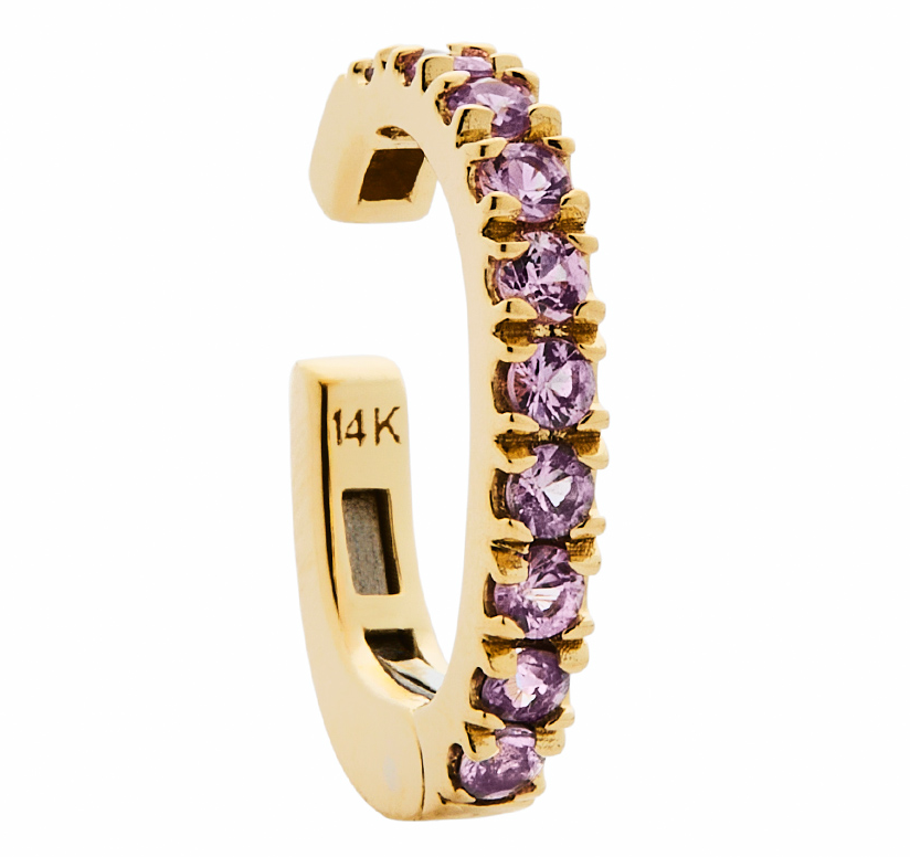 14K PINK SAPPHIRE EAR CUFF, 0.40-.45 CTW, ANY GOLD COLOR