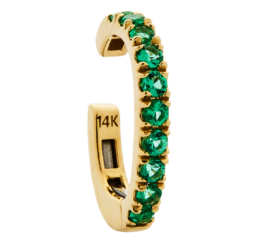 14K EMERALD EAR CUFF, 0.40-.45 CTW, ANY GOLD COLOR