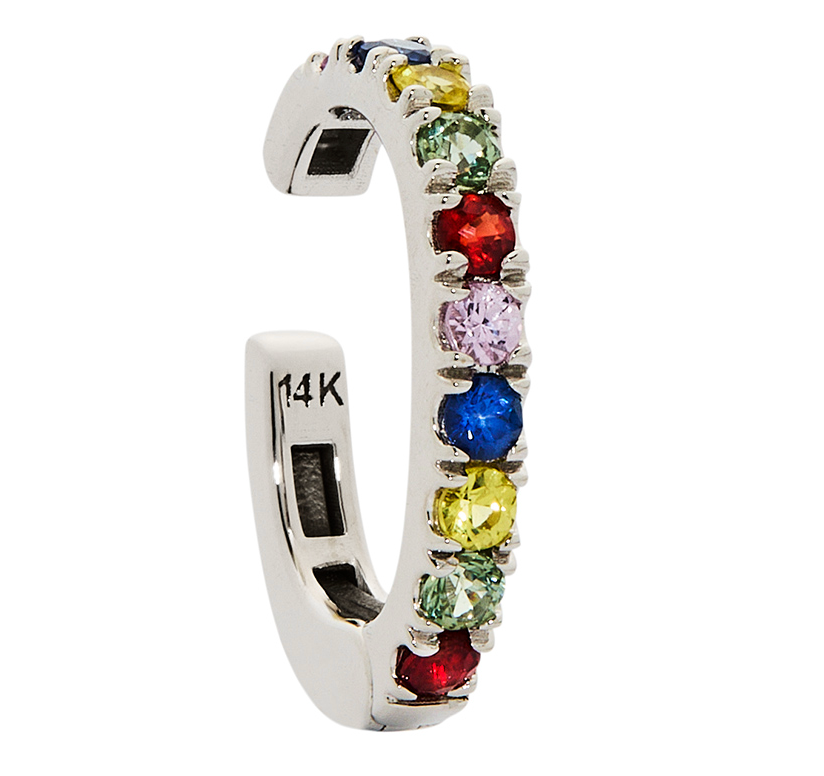 14K RAINBOW SAPPHIRE EAR CUFF, 0.40-0.45 CTW, ANY GOLD COLOR