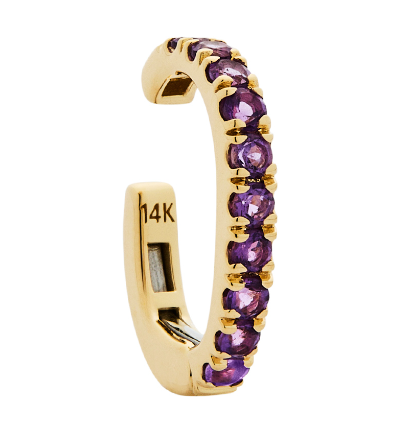 14K AMETHYST EAR CUFF, 0.40-0.45 CTW, ANY GOLD COLOR