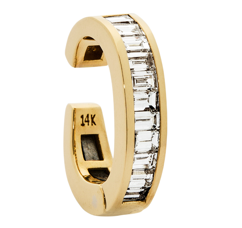 14K BAGUETTE DIAMOND EAR CUFF, 0.50 CTW, ANY GOLD COLOR