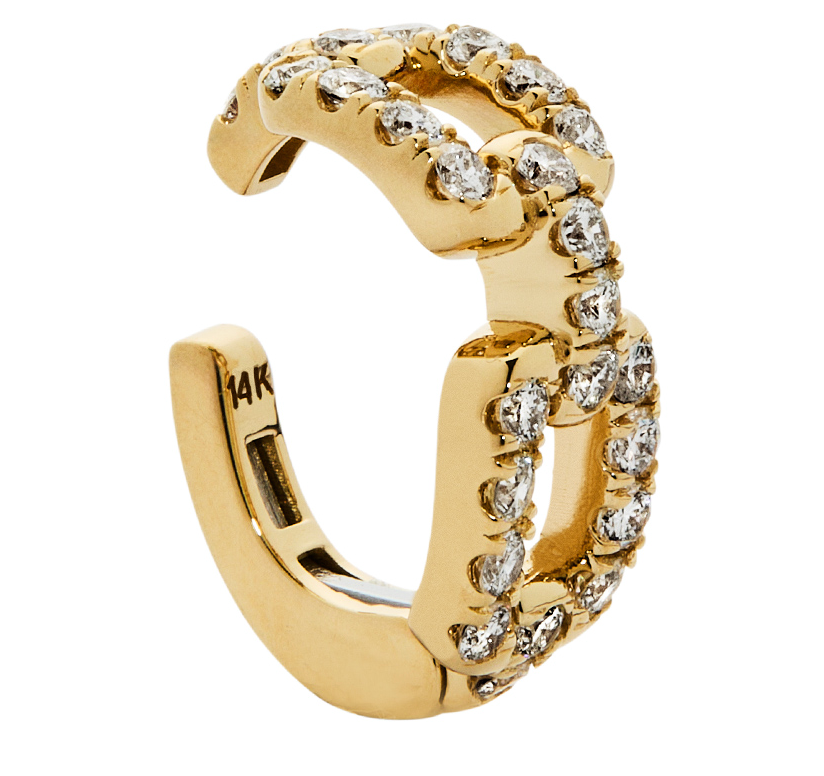14K WHITE DIAMOND LINK STYLE EAR CUFF, 0.50 CTW, 1.5 MM, ANY GOLD COLOR