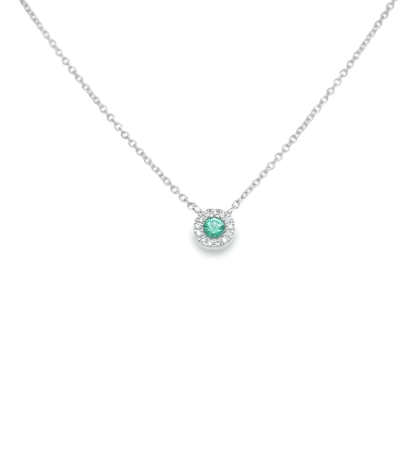 14K GOLD EMERALD AND DIAMONDS NECKLACE