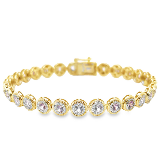 4KT GOLD PINK SAPPHIRE AND DIAMONDS TENNIS BRACELET