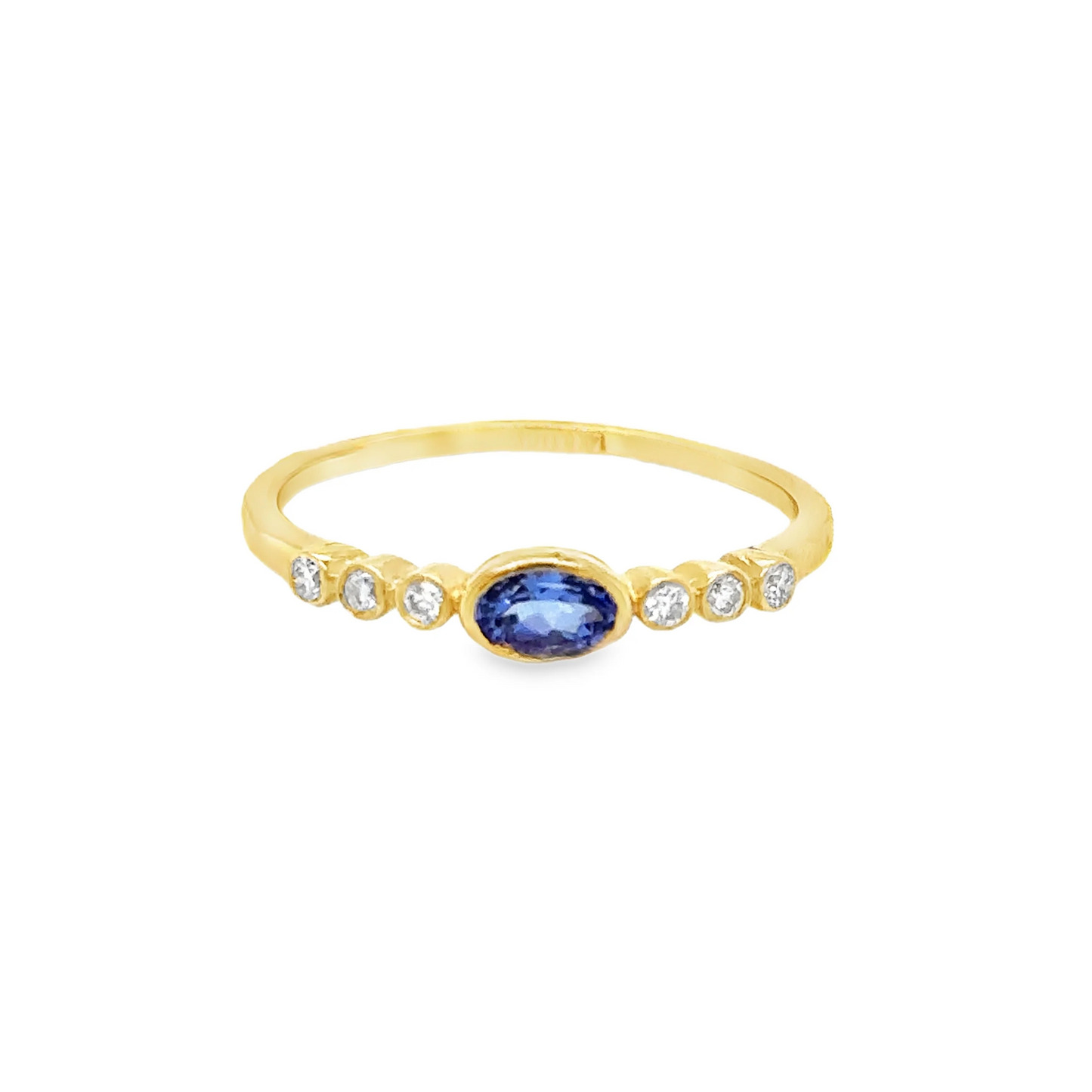 14KT YELLOW GOLD TENZANITE RING WITH DIAMONDS
