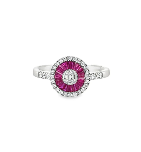 14KT WHITE GOLD RUBY AND DIAMONDS RING
