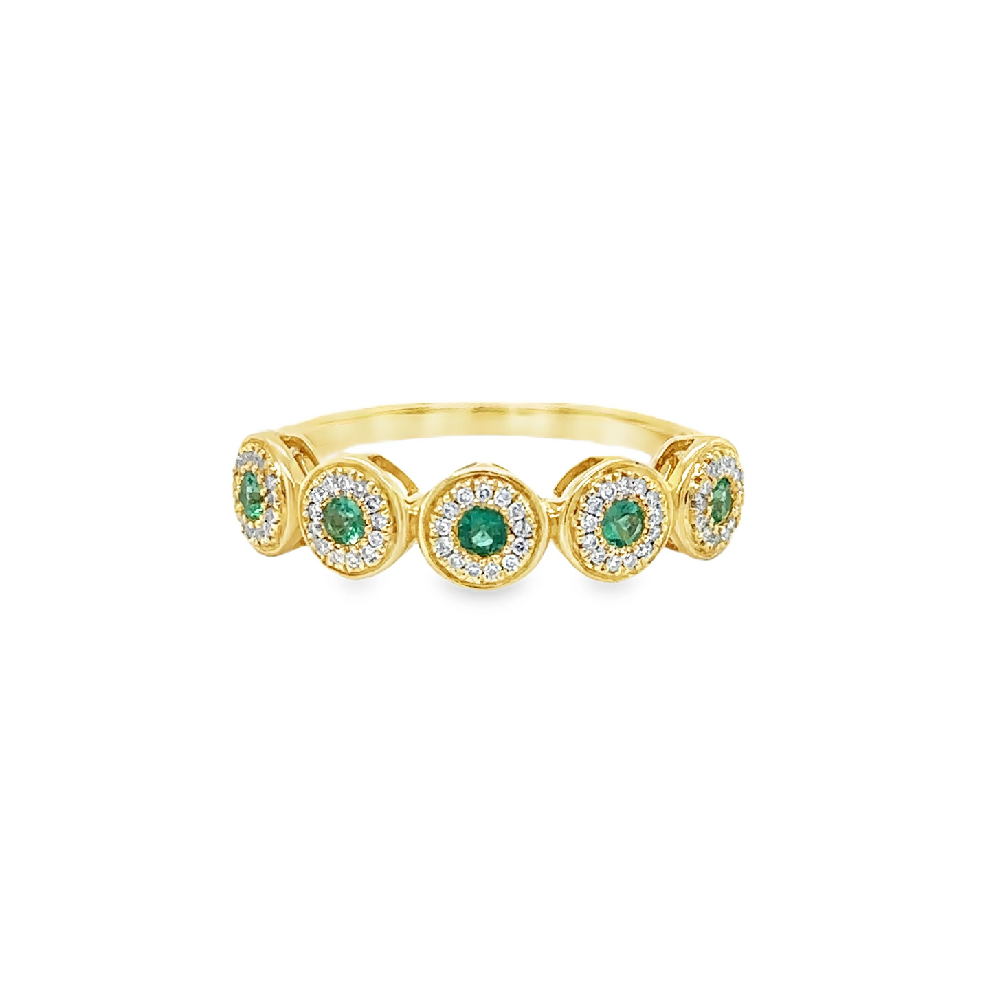 14KT YELLOW GOLD EMERALD AND DIAMOND RING
