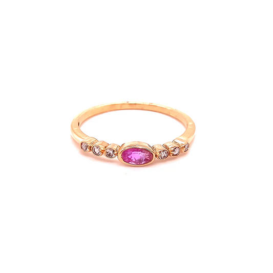 14KT YELLOW GOLD TOURMALINE RING WITH DIAMONDS