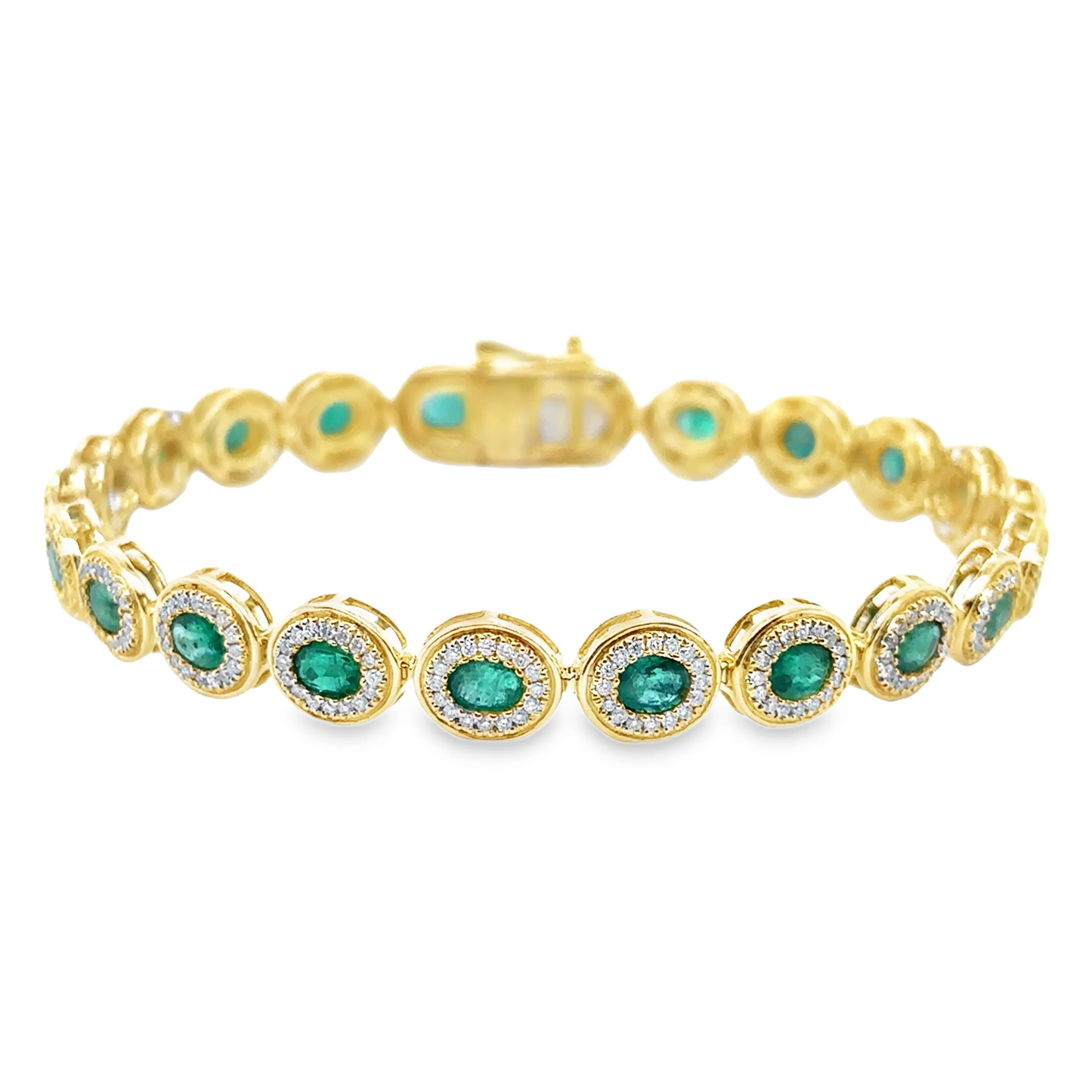 4KT YELLOW GOLD EMERALD AND DIAMOND BRACELET