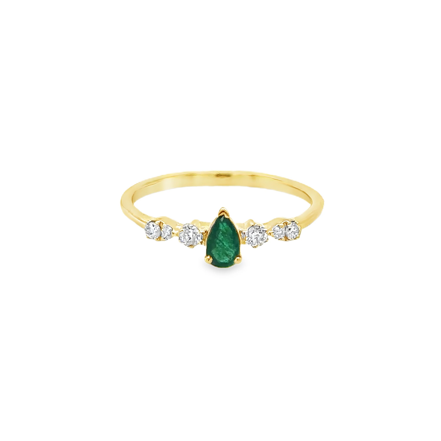 14KT YELLOW GOLD EMERALD AND DIAMOND RING