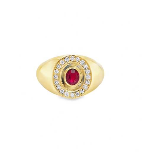 14KT YELLOW GOLD RUBY AND DIAMONDS RING