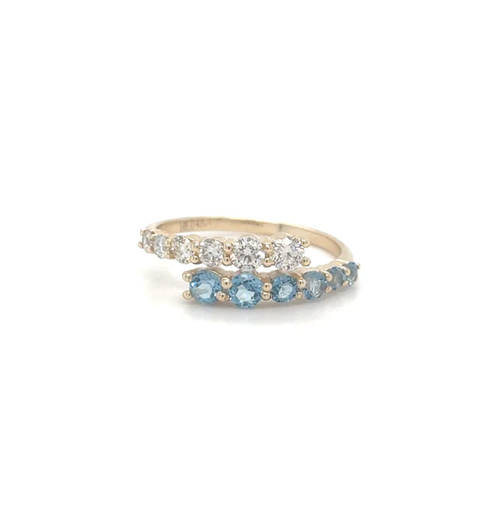 14KT YELLOW GOLD TOPAZ AND DIAMOND RING