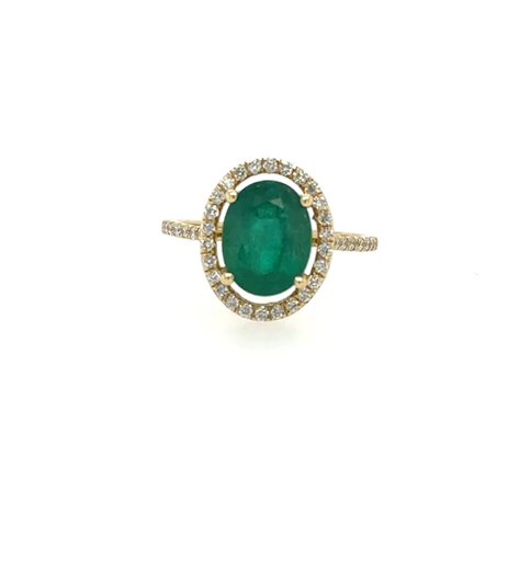 YELLOW GOLD EMERALD RING WITH DIAMONDS