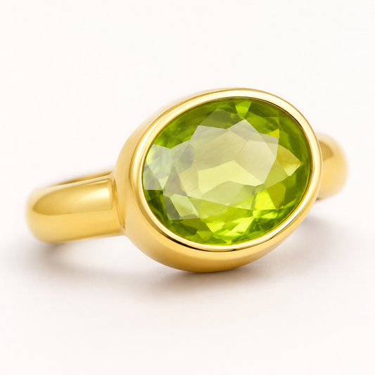 14K Yellow Gold Bezel-Set Peridot Ring