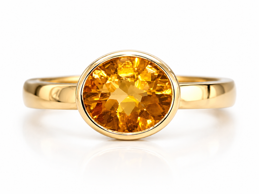 14K Yellow Gold Bezel-Set Citrine Ring