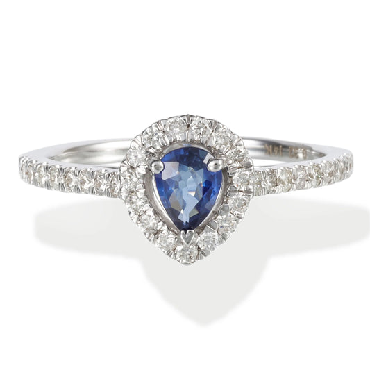 14KT DIAMOND / STONE PEAR SHAPE RING