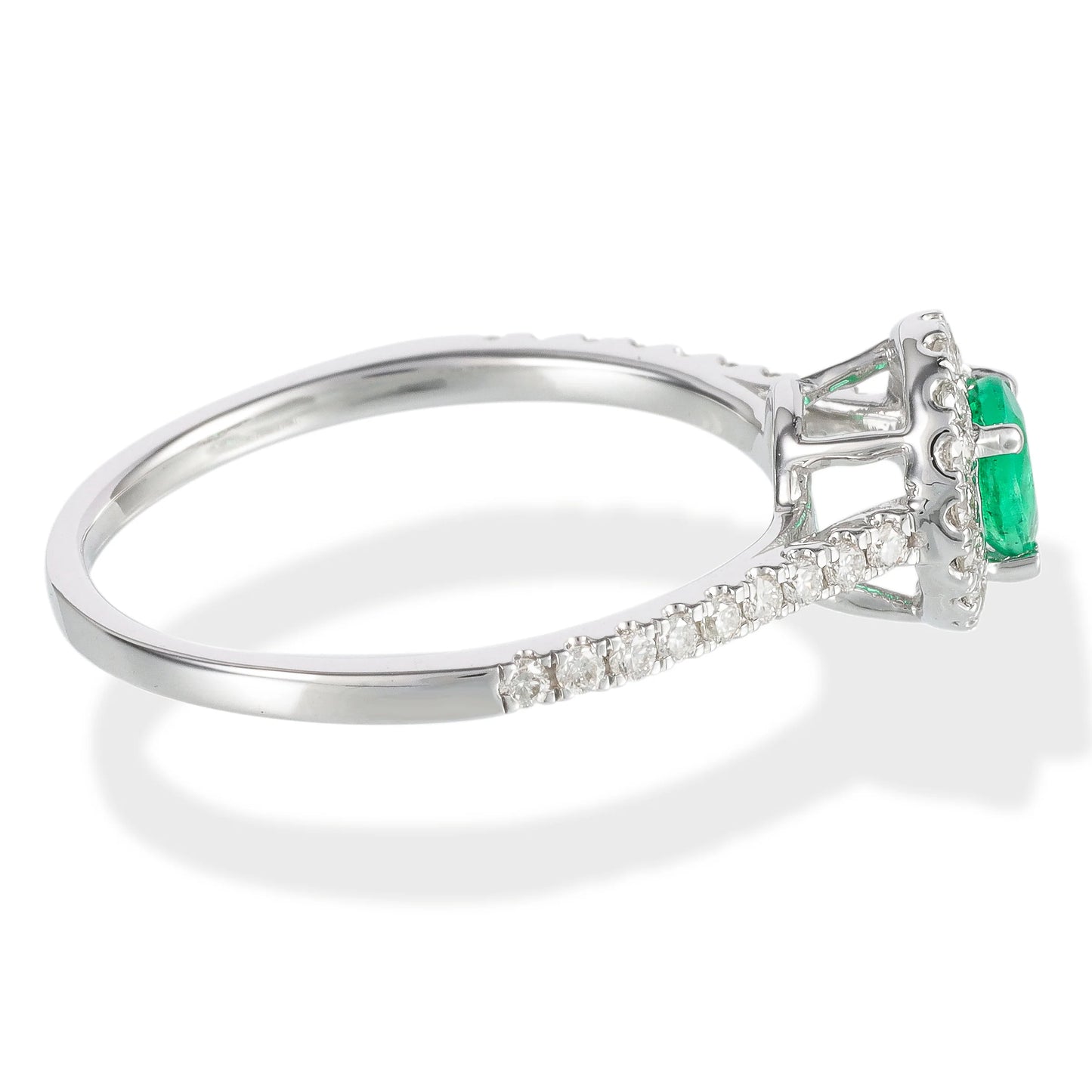 14KT WHITE GOLD DIAMOND /EMERALD PEAR SHAPE RING