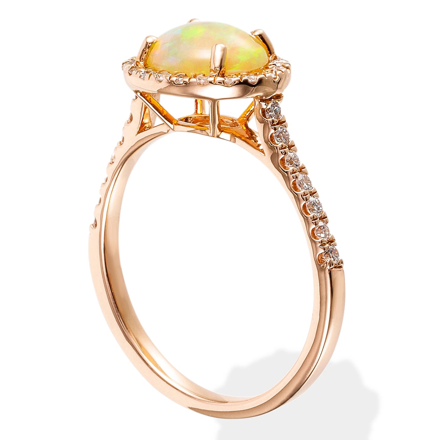 14KT DIAMOND / OPAL OVAL RING