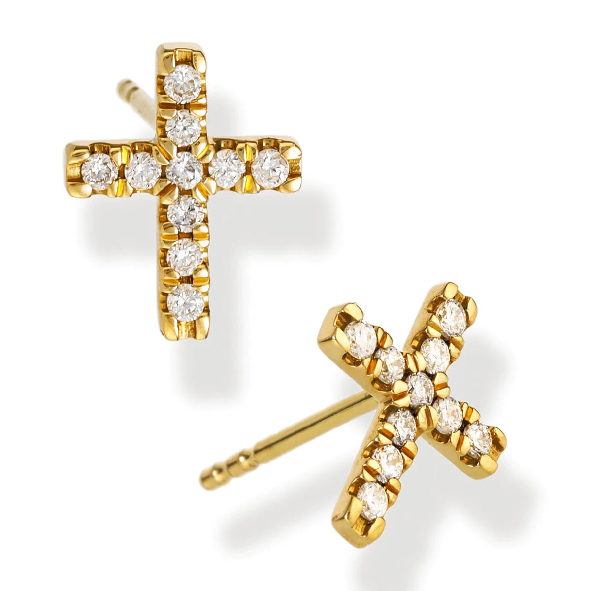 DIAMOND CROSS EAR STUDS