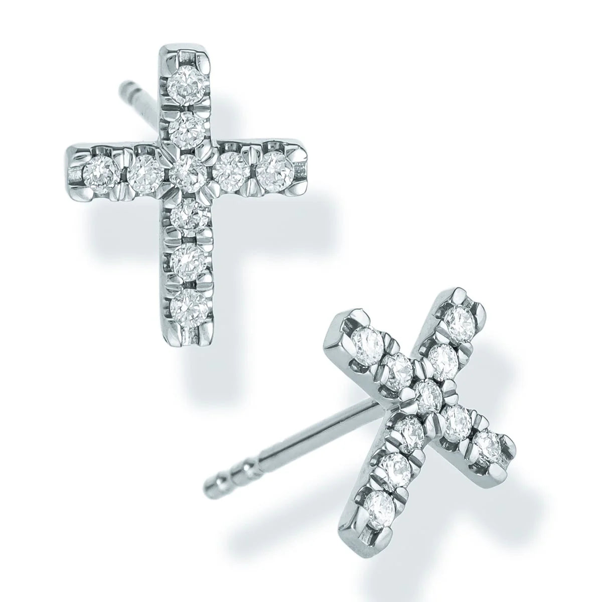 DIAMOND CROSS EAR STUDS