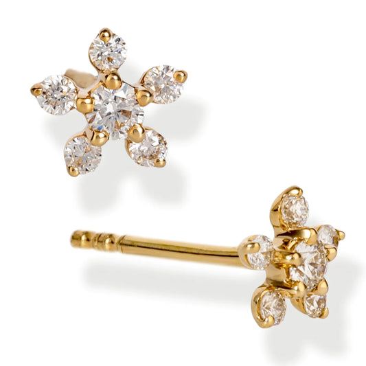 DIAMOND FLOWER SHAPE EAR STUDS