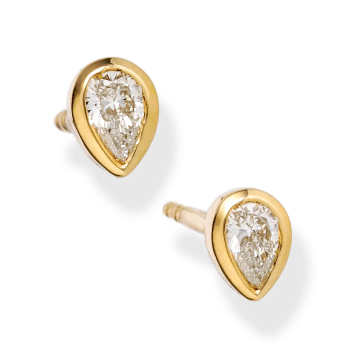 DIAMOND PEAR SHAPE BEZELED EAR STUDS