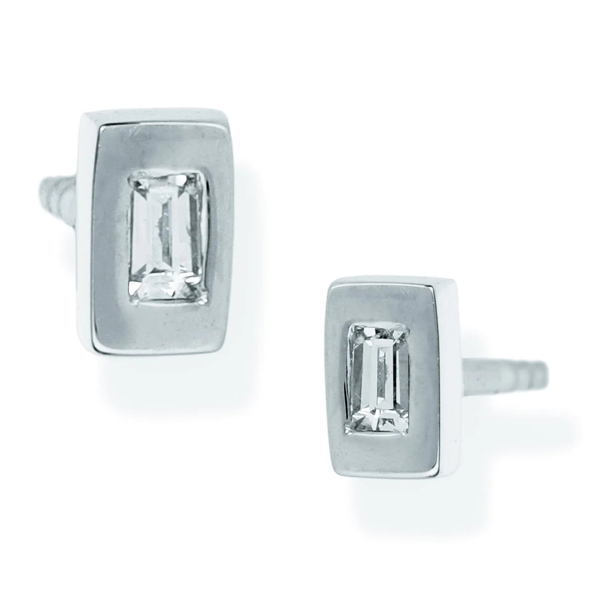 DIAMOND BAGUETTE BEZELED EAR STUDS