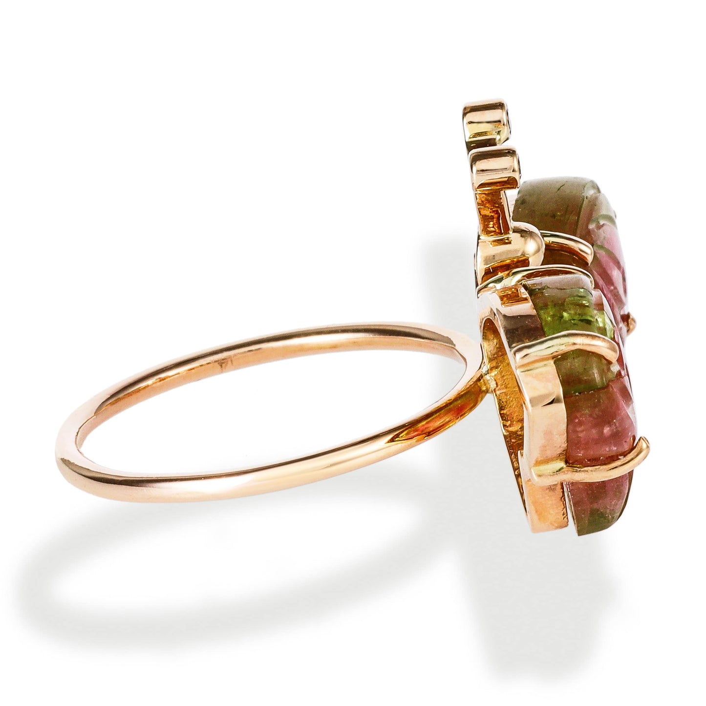 DIAMOND/ WATERMELON TOURMALINE BUTTERFLY RING