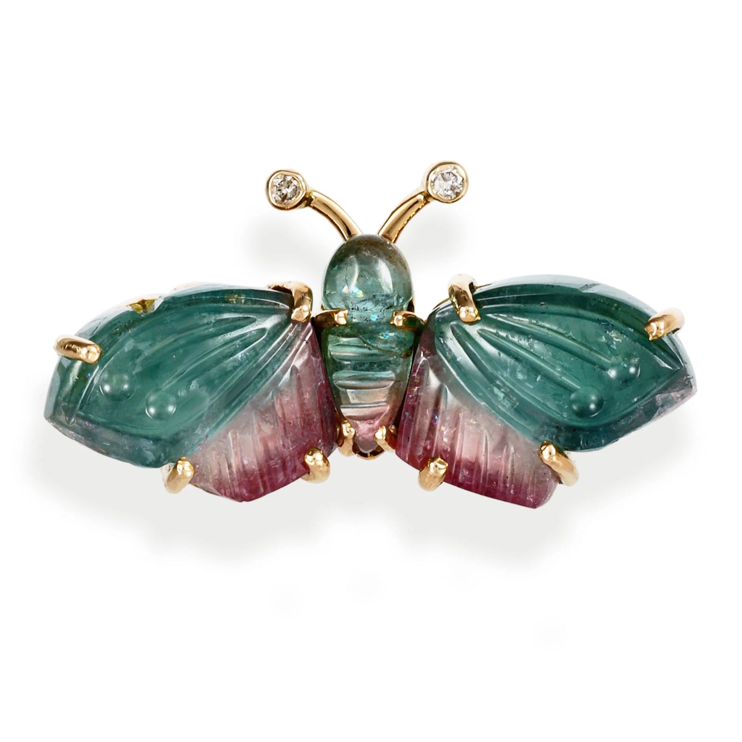 DIAMOND/ WATERMELON TOURMALINE BUTTERFLY RING