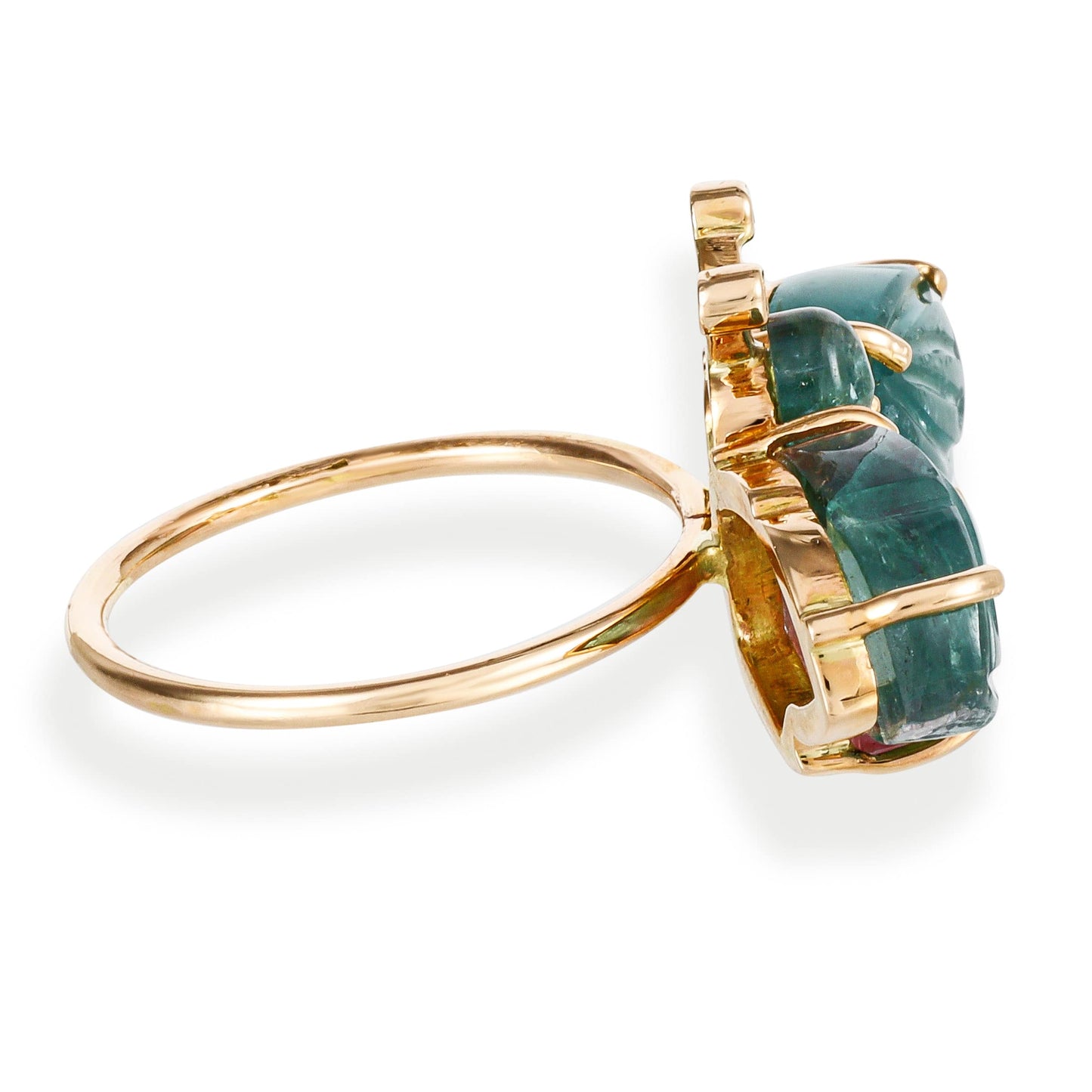 DIAMOND/ WATERMELON TOURMALINE BUTTERFLY RING