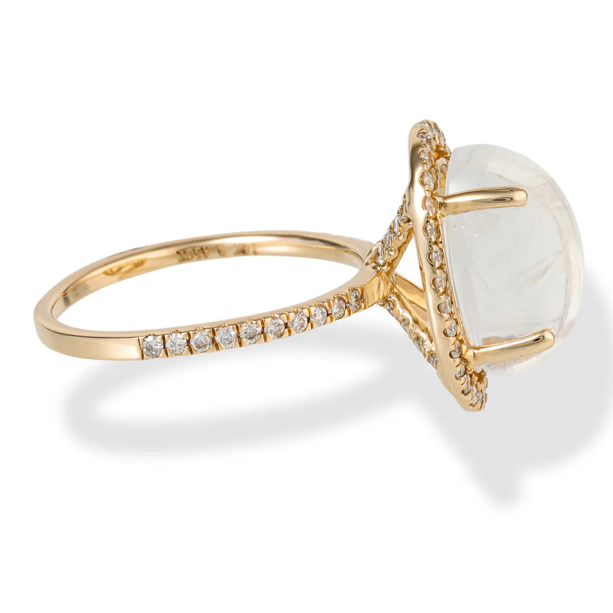 DIAMOND/RAINBOW MOON STONE OVAL SHAPE RING