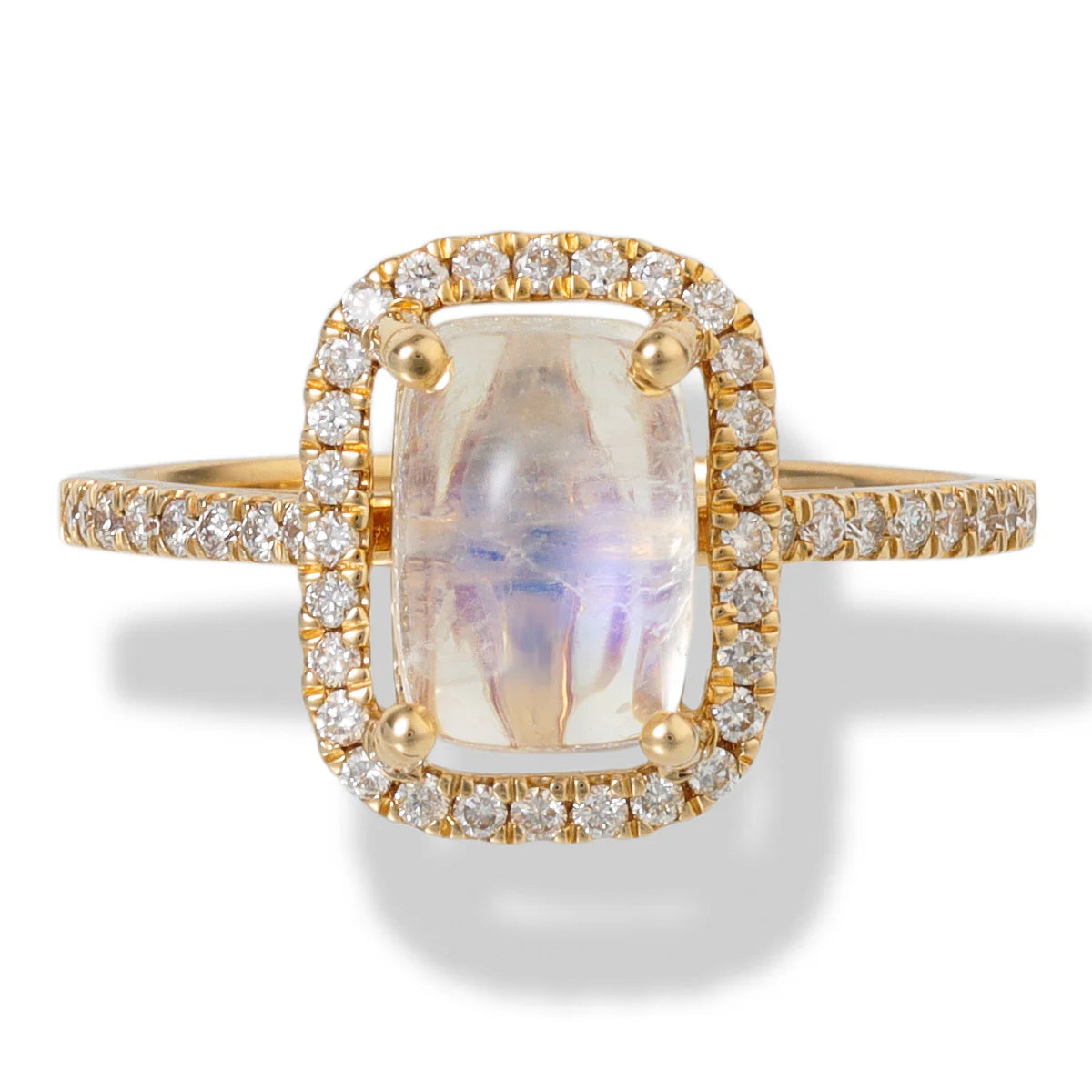 DIAMOND/RAINBOW MOON STONE CABS RING