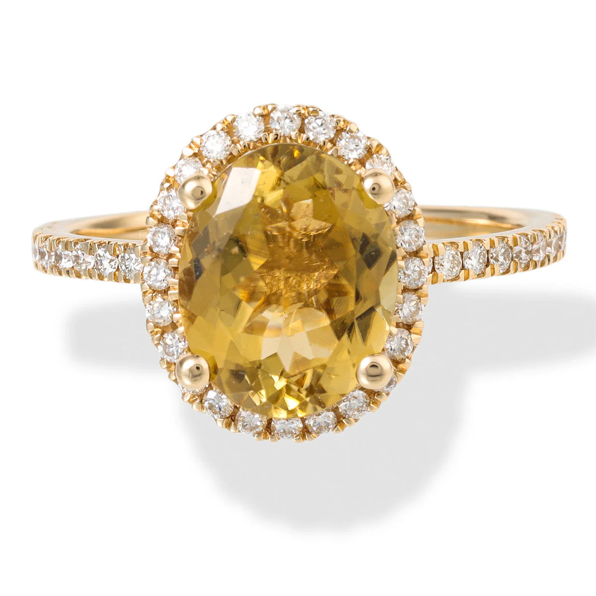 14KT YELLOW GOLD DIAMOND/TOURMALINE OVAL SHAPE RING