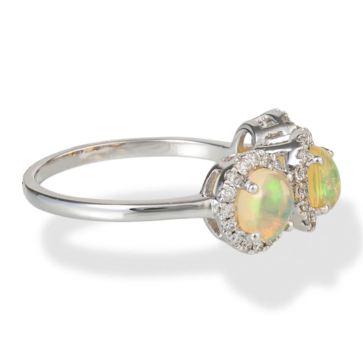 14KT WHITE GOLD DIAMOND/OPAL 3 PCS OVAL RING
