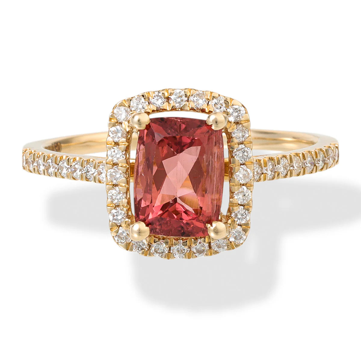 14KT YELLOW GOLD DIAMOND/TOURMALINE OCTAGONE SHAPE RING